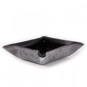 Storage bowl of leather-grey/black