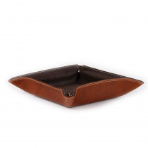 Storage bowl of leather-cognac/brown