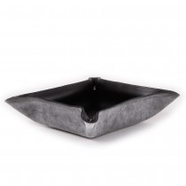 Storage bowl of leather-grey/black